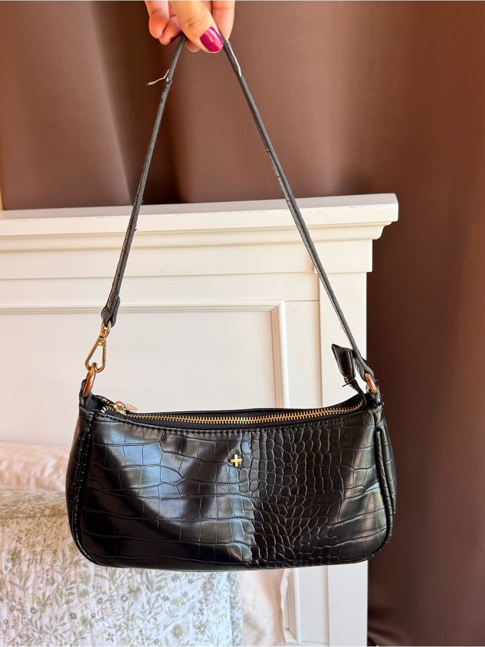 Y2k faux leather mini bag with gold hardware